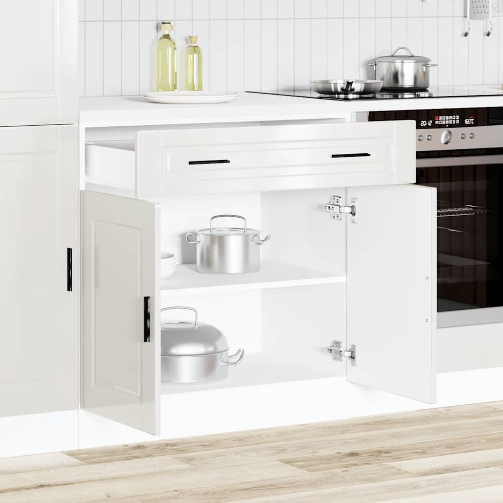 vidaXL Armoire de Cuisine Porto Blanc Brillant Bois ingénierie