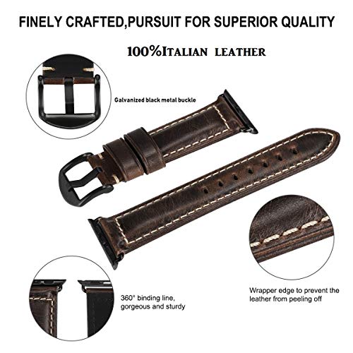Image of HUAFIY Compatible for Apple Watch Bands 42mm 44mm45mm46mm 49mm 38mm 40mm41mm, Genuine Leather Band Strap for iWatch Series 11 /10 /9 /8,7,6,5,4,3,2,1, Ultra3 2 1
