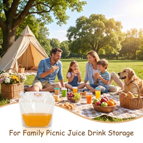 MAQUITA 20 Pcs Bolsa de Agua Plegable de Emergencia, Contenedor de Agua Plegable de 1.3 Gal, Almacenamiento Claro de Plástico para Camping, Senderismo, Viajes, Emergencia, Libre de BPA, Antiderrame, Congelable miniatura 7