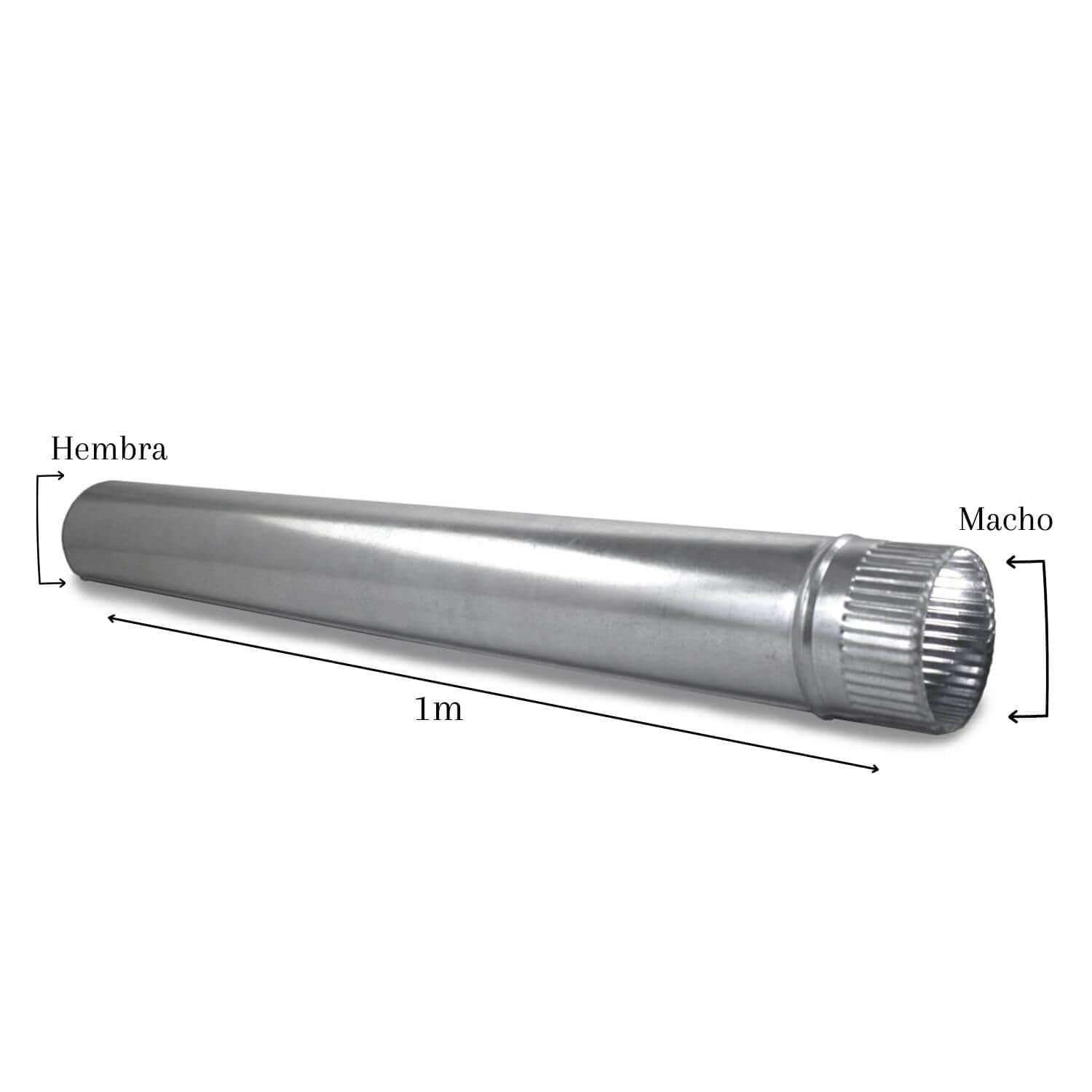 Tubo Chimenea 300mm Galvanizado 1 Metro - Estufa Leña Acero - Conducto Salida Humos Sistema Machihembrado - Ventilación - Serie Lisa
