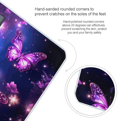 Báscula digital baño mariposa morada vidrio templado miniatura 4