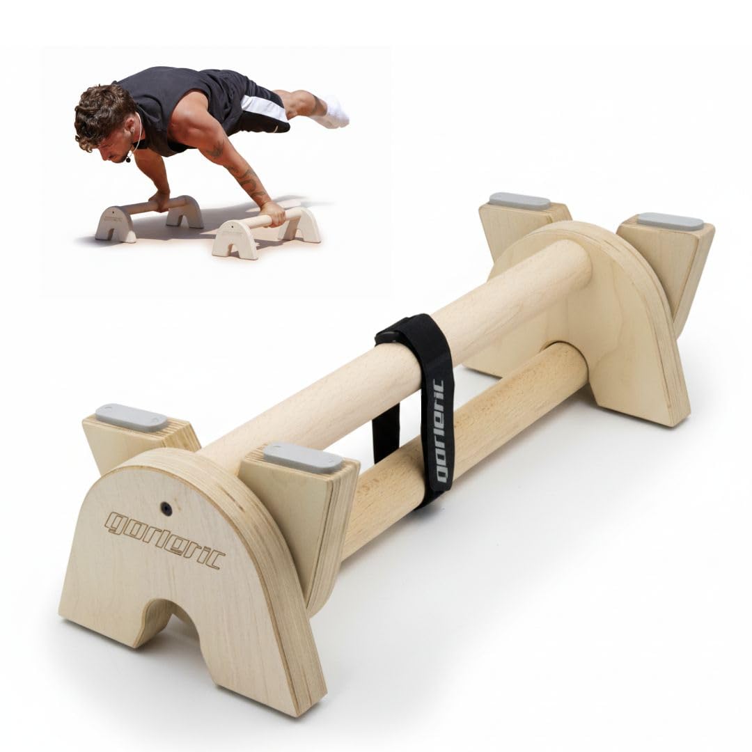 Gorletic - Supporto per flessioni, parallele di calistenia, barra in legno di faggio, 42 cm, allenamento al parco