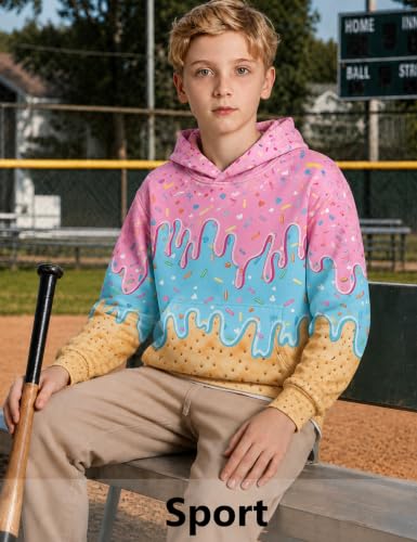 Move Dance Boys Baseball Hoodies Ice Cream Size 9-10 Pullover Sweatshirts - image 4
