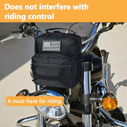 Bolsa para Manillar de Motocicleta Compatible con Harley Softail Dyna Sportster | 1680D Oxford, Almacenamiento de Herramientas para Horquilla Delantera, Manillar o Barra Sissy, También Compatible con la mayoría de los Modelos Cruiser miniatura 6