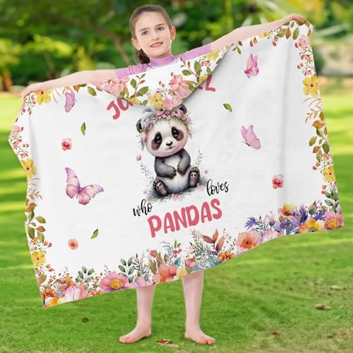 Image of Panda Hooded Bath Towels for Girls,Soft Cotton Swimming Shower Beach Blanket (Panda)