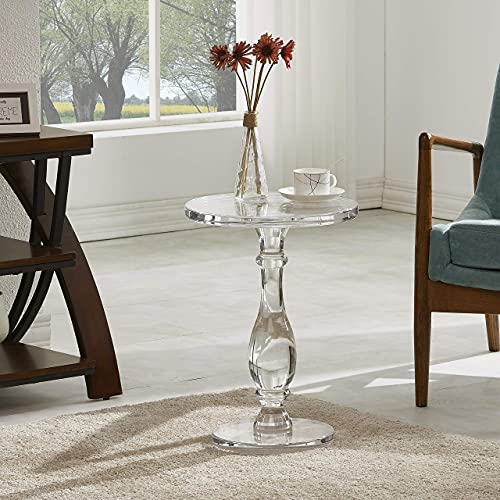 LIKENOW Acrylic Side Table for Living Room, Bedroom and Lobby, Modern Nightstand with Clear Small Round Top and Solid Post, 1|5x1|5x19.5 Inches