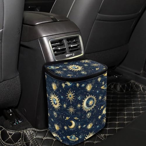 Image of Moon Star Planets Car Trash Hanging Garbage Can /Bag with Lid Portable Waterproof Trash Bag Car Accessories Interior for Sedans, SUVs & Trucks