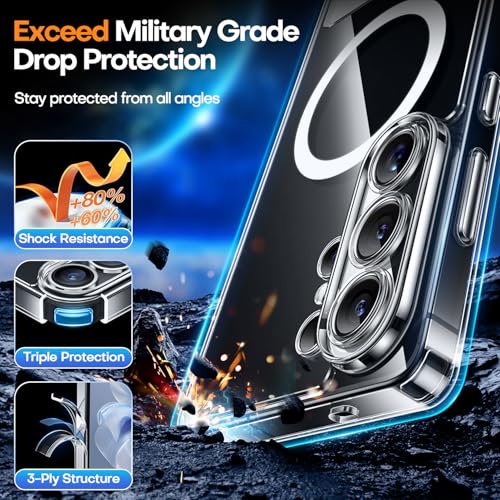 Image of CANSHN Designed for Samsung Galaxy S26 Ultra Case (6.9 inch) with Durable Metal Stand, Upgraded [Full Camera Protection] Transparent Back, Hard Case Cover, Clear