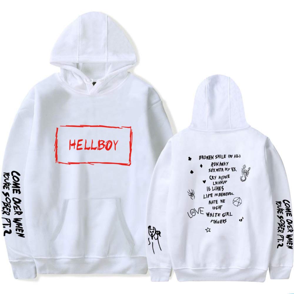 Rhgz Unisex Hoodie Lil Peep Printed Fashion Hooded White Casual