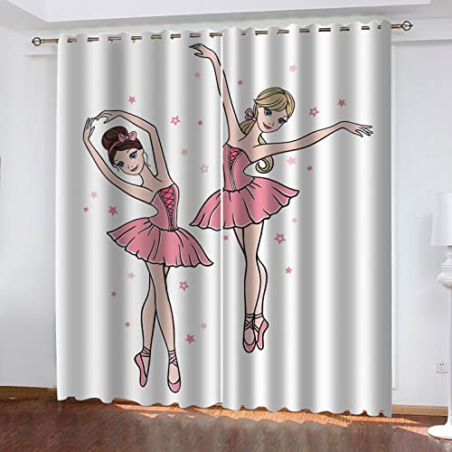 Rideau Occultant Thermiques Phonique Enfant Chambre Garcon Fille 3D Danseuse De Dessin Animé 140X160Cm Rideau Salon Moderne Lot De 2 Rideaux Et Draperies...