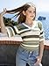 Girls Spring Summer Tops 3/4 Short Sleeve Cover Up Trendy Sweaters Crochet V Neck Striped Hollow Out Teen Coverup Green