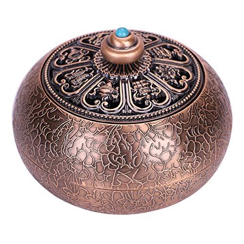 Qchomee Weihrauchbehälter Räucherstäbchenhalter Rund Räucherschale Asiatisch Räuchergefäß Deckel Aromatherapie Weihrauchbrenner Halter Zubehör Räucherstäbchen Halter für Räucherstäbche Weihrauch
