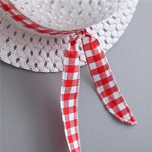 Baby Girls Plaid Tutu Dress Summer Sleeveless Backless Princess Birthday Party Dresses Toddler Little Girl First Communion Pageant Flower Bowknot Sundress With Straw Hat Outfit Clothes Red 12-18M #TOP5