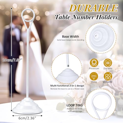 Image of 12 Pcs Table Number Holders-Metal Place Card Holders Table Number Stands Tabletop Sign Stands for Photos, Menu, Memo, Notes, Wedding, Restaurant, Banquet, Birthday(2.4 inch X 7.9 inch,White)