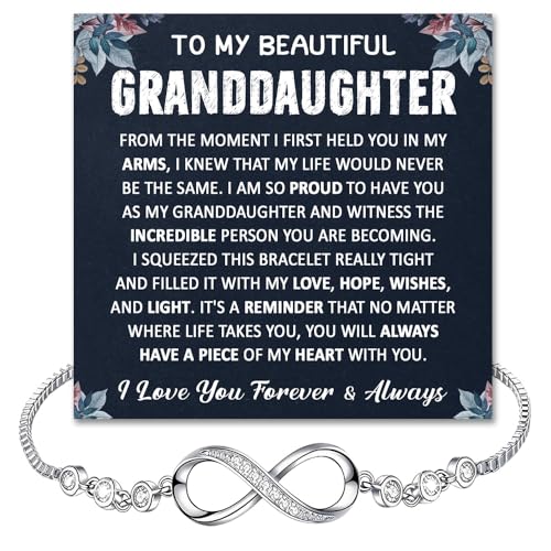 Granddaughter Bracelet From Grandpa, Granddaughter Gifts From Grandma, Start Heart Bracelets For Granddaughters On Birthday Wedding, Infinity Bracelet For Her With Message Card And Gift Box