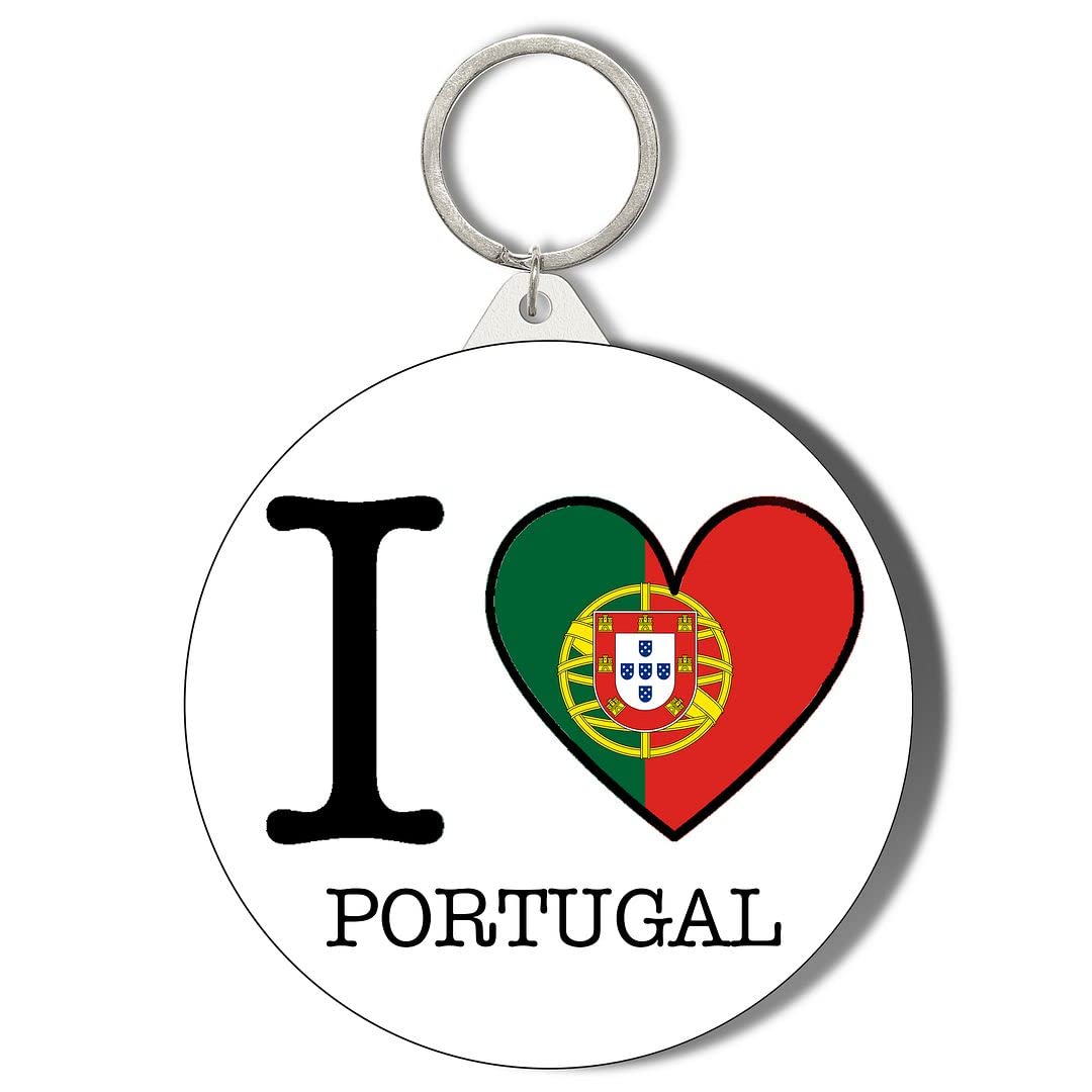Gift Insanity White I Love Portugal Flag Heart Shaped Design 45Mm Keyring