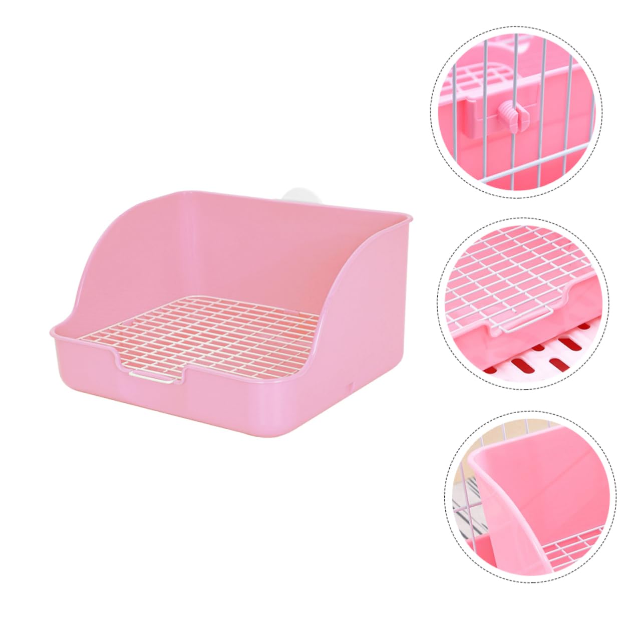 POPETPOP Vasino per Coniglietto Rettangolare in Plastica, Antiodore e Anti-Perdita, Base Filtrante, per Addestramento di Conigli, Porcellini D'india e Visoni