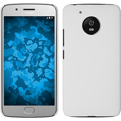 PhoneNatic Funda Rígida Compatible con Lenovo Moto G5 - Goma Blanco - Cover Cubierta + Protector de Pantalla