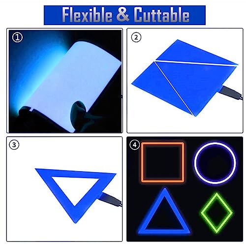 Image of El Sheet Panel Light - 2Pcs 10 x 10cm DIY Electroluminescent Cuttable Mask Eye Lighting DIY Cosplay Party Decoration Continuous /Strobe (Blue)