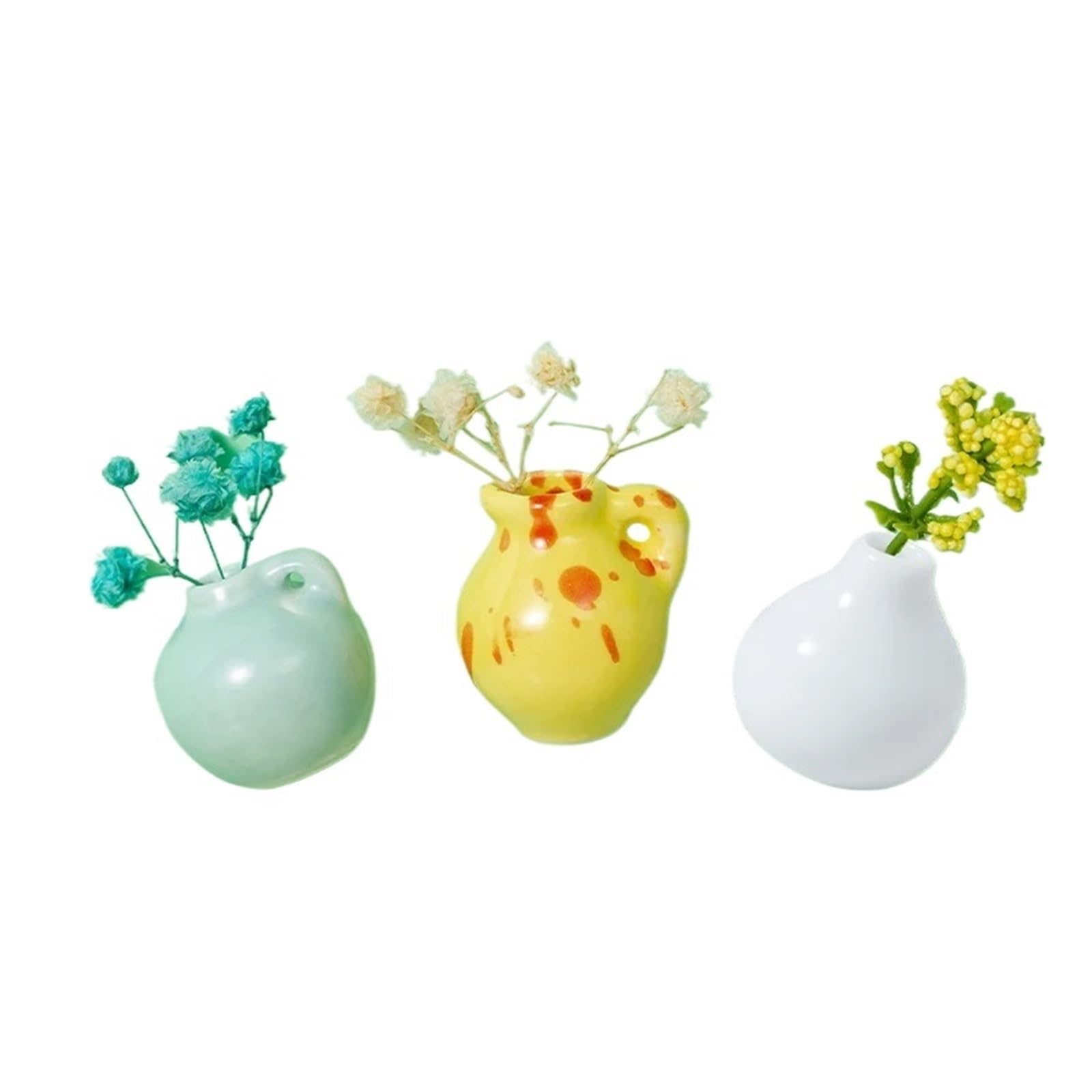 3-8pcs Mini Ceramic Vases - DIY Porcelain Refrigerator Magnets For Flowers & Messages - Kitchen Gifts Without flowers(5)