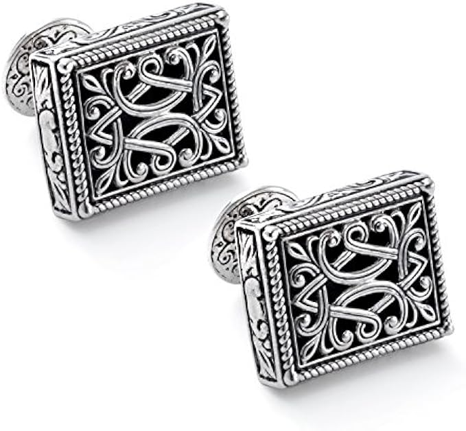 Konstantino Men's Sterling Silver Rectangle Cufflinks