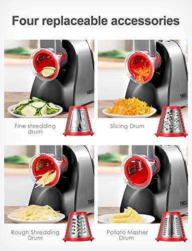 Salad Maker Machine, Electric Slicer Shredder/Graters for Home Kitchen Use with One-Touch Easy Control and 5 Attachments for Fruits, Vegetables, Cheeses and Fruit Smoothie, 200W, BPA-Free, TIBEK - Thumbnail 4
