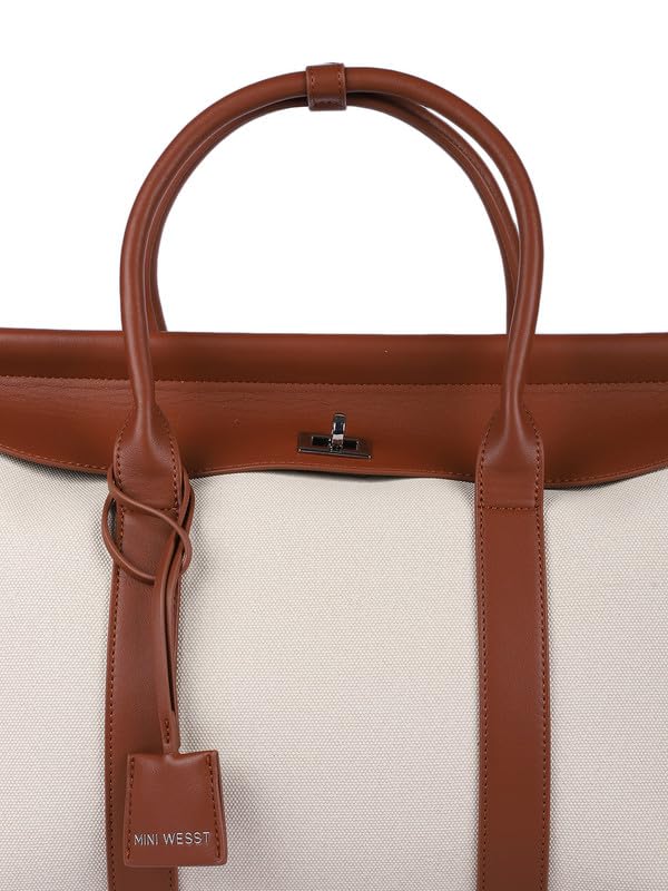 Image of MINI WESST Madeline Classic Tote Bag | Spacious Interior | Lightweight | Vegan Leather | Travel | Shopping | Office | Picnic