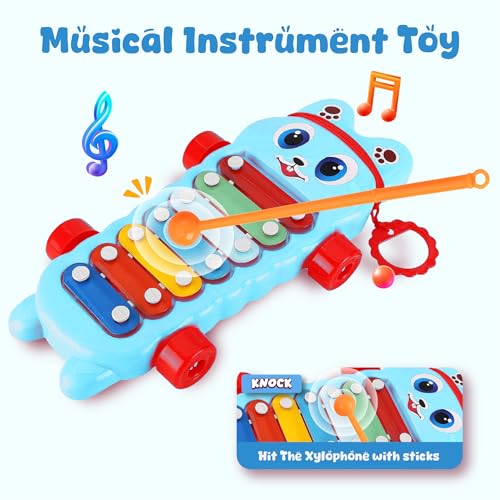 Image of Mommers Xylophone Musical Educational Toy for Kid (1-3Year Old) I Toddlers Babies Kids Girls, Boys I 2-in-1 Piano Combined I Safe for Kids Drum Sticks for Fast and Fun Learning for Kid (Blue)