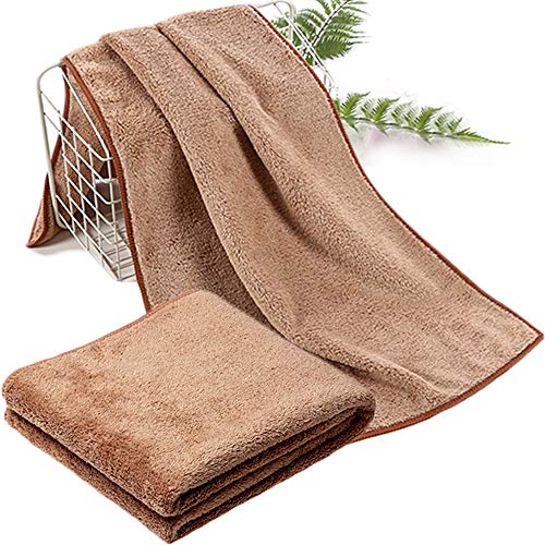 FOVIUPET 2 Pack Microfiber Hair Towel Wrap for Women, 14x30 inch Super Absorbent Hair Wrap Quick Dryer Hair Drying Towel for Drying Curly, Long & Thick Hair, Hair Turban for Bath Spa (coffee+coffee)