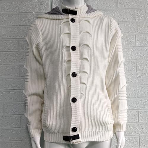 Mens Pull Rope Hooded Sweaters Fashion Texture Line Type Design Cardigan Chunky Ribbed Hem Outerwear4