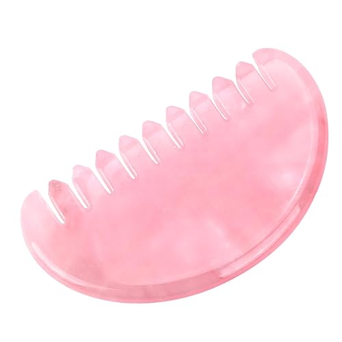 Miniatura 1 de ideayard Gua Sha - Peine para mujer, herramienta de masaje de cuero cabelludo hecho a mano, peine de cuarzo rosa, pulido redondo, herramienta de