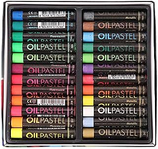 DEWIN 24 Pcs/pack Fluorescent Oil Pastel,Metallic Mixing Coloured Was Chalk Oil Painting Tool for Students Kids Artists