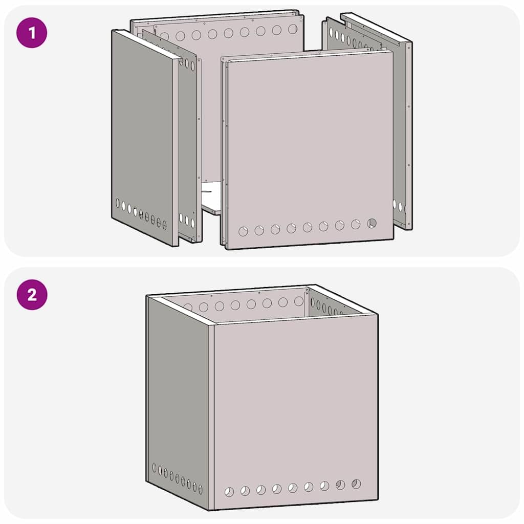 Braciere senza fumo, marrone, 48 x 48 x 50 cm, in acciaio resistente alle intemperie, quadrato, resistente alle intemperie, per terrazza, giardino, balcone, efficiente circolazione dell'aria