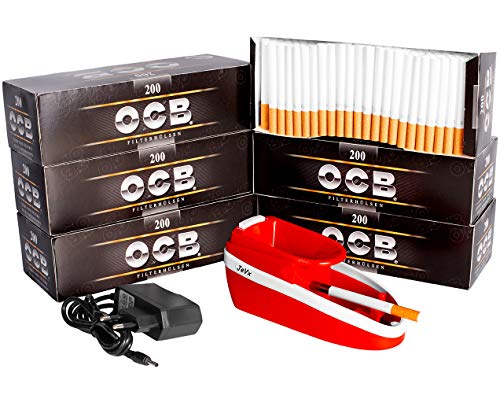 JeVx Maquina Liadora de Tabaco + 1200 Tubos con Filtro OCB -...