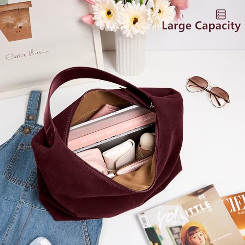 Image of KALIDI Casual Tote Bag Vegan Leather Hobo Zipper Work Bag Weekender Shoulder for Women Shoulder Travel Purse