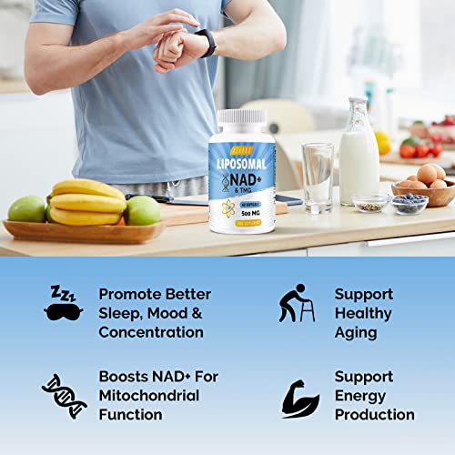 Liposomale NAD+ Softgels 500 mg met TMG 250 mg, ondersteunt cellulaire energie, 60 softgels (60 Count (Pack of 1)) - Image 6