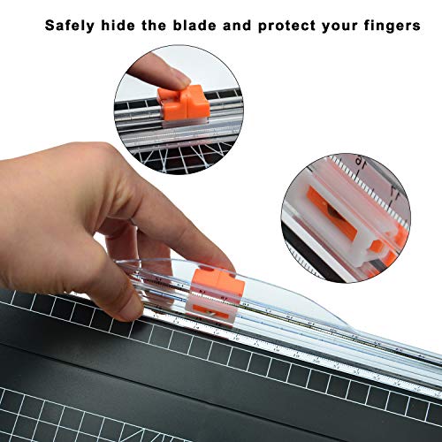 artat 12-inch paper cutter with retractable safety blade a4 portable trimmer for cardstock laminated paper photos crafts gift cards coupons kraft labels auto-lock amp precise cutting