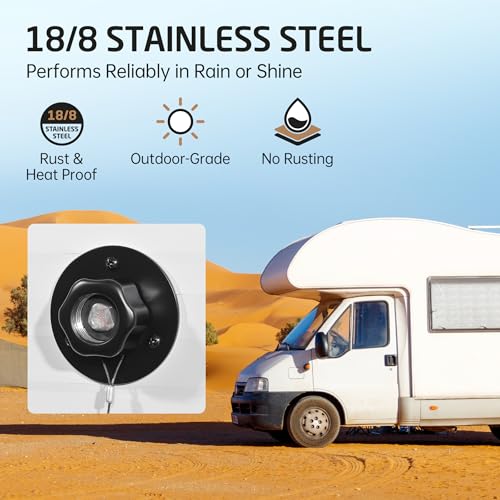 Image of KES All Metal RV Water Inlet Replacement, 18 /8 Stainless Steel RV City Water Inlet with Upgraded Check Valve, Leak-Resistant for RV, Camper, Trailer, Marine, Matte Black, RWI200-BK