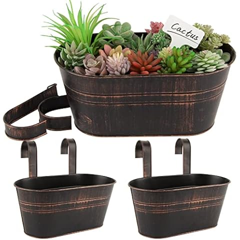 BOFUNX 2 PCS Maceta de Metal Colgante con Soporte Extraíble Cover