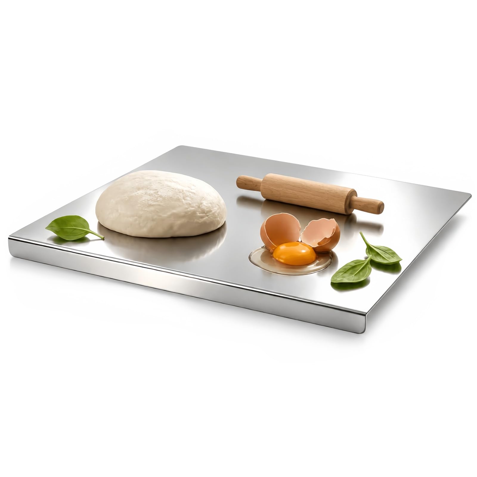 304 Stainless Steel Cutting Board, Heavy Duty Board for Meat Cheese Vegetable Fruit Baking Pastry, Dishwasher Safe, Rustproof & Knife-Friendly