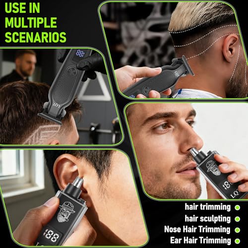 Image of Hair Clippers for Men, Professional Hair Trimmer Barber Cordless Zero Gapped T-Liner Shaver with LCD Display & Nose Trimmer, Mens Gifts for Beard, Hair Cutting and Grooming Gifts for Father