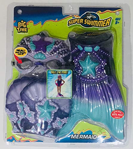 image for Big Time Princess Mermaid Dress UP Swim Gear,  MASK Googles, Web Glov