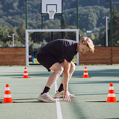 Bramble 12er-Set Pylonen 23 cm Orange-Weiß - Sportkegel Verkehrshütchen Markierungskegel - Auch als Spielkegel für Kinder