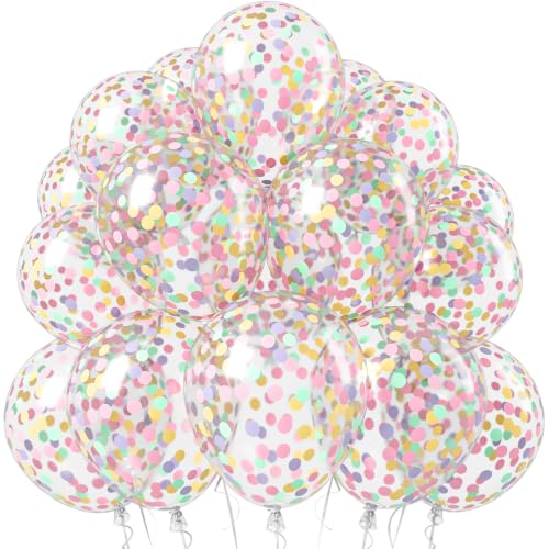 Image of Rainbow Confetti Balloons, Colorful Glitter Balloon for Birthday Party