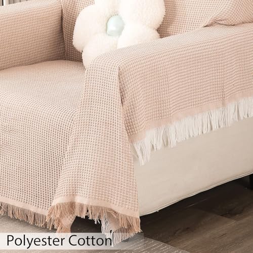 Image of HOKIPO Polyster Cotton Sofa Couch Slipcover 1 Seater, 180 (D) x 180 (L) cm (NEW-AR-4638-N3)