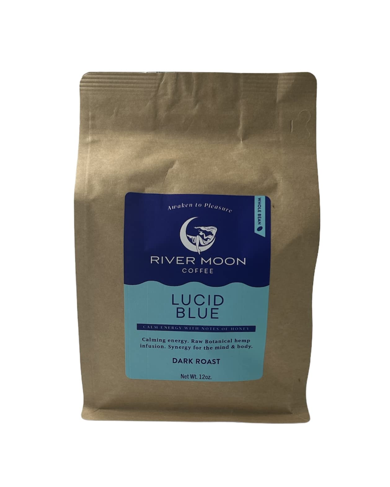 Sponsored Ad - Lucid Blue, Dark Roast Whole Bean Hemp Coffee, 12 Ounce, Non-GMO, 100 mg Cold-Pressed Hemp Seed Oil Infused