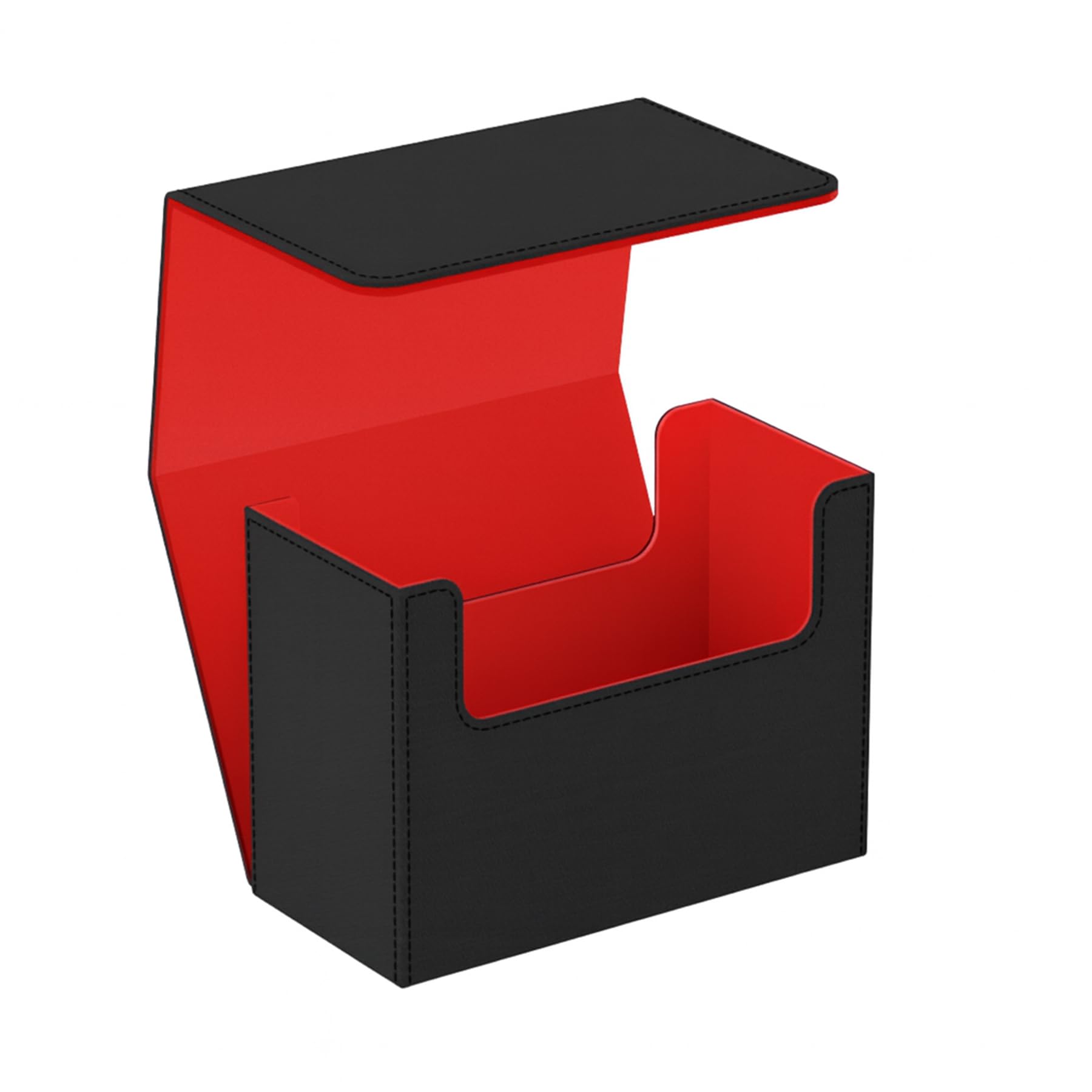 Tarot Card Storage Box – PU Leather Deck Organizer with Red Interior & Magnetic Closure – Holds 4 Tarot Card Cases or 400+ Tarot Cards – Black Exterior – 10.5 × 14.5 × 23.5 cm / 4.1×5.7×9.3in