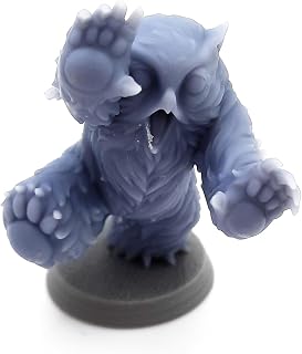 Owlbear Miniature Figurine, 3 Models Available, 3D Printed Resin, Medium Size, 25mm Gray Base, Unpainted, for RPG (1 Playing Medium 25 mm Base)