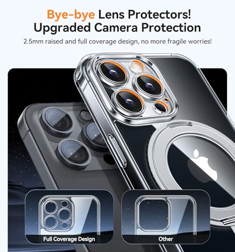 CANSHN 360° Spin Magnetic Stand for iPhone 16 Pro Case with Camera Control [Full Camera Protection] [Compatible with Magsafe] Non-Yellowing Shockproof Protective Phone Cover 6.3" - Clear by CANSHN - Image 3