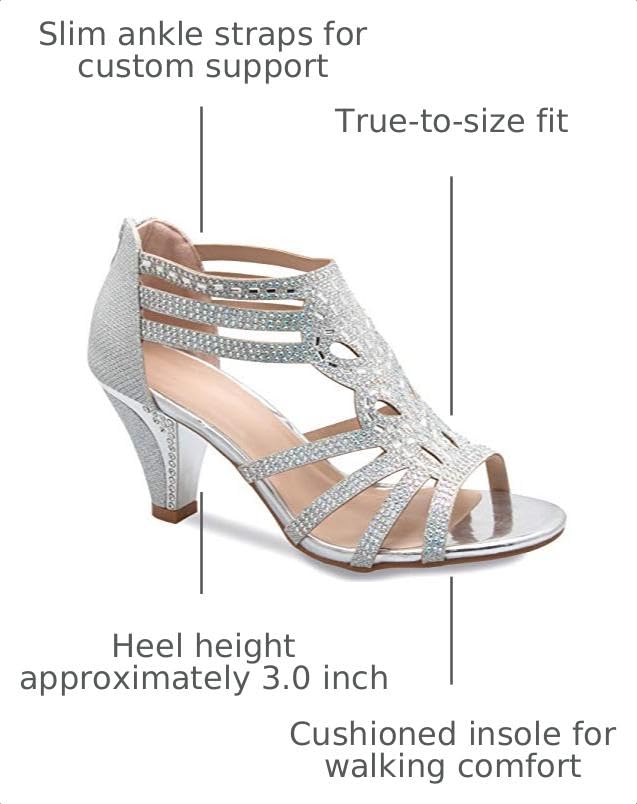 Image of Olivia K Women's Open Toe Strappy Rhinestone Dress Sandal Low Heel Wedding Shoes White Glitter - adorable, comfortable
